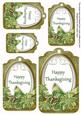 Olive Poinsettia Happy Thanksgiving Sentiment Tag Sheet