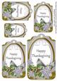 Silver Poinsettia Happy Thanksgiving Sentiment Tag Sheet