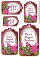 Cerise Poinsettia Magical Christmas Sentiment Tag Sheet