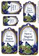 Dark Blue Poinsettia Magical Christmas Sentiment Tag Sheet