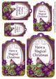 Dark Purple Poinsettia Magical Christmas Sentiment Tag Sheet