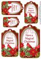Red Poinsettia Magical Christmas Sentiment Tag Sheet