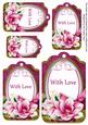 Cerise Magnolia with Love Sentiment Tag Sheet
