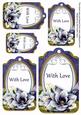 Dark Blue Magnolia with Love Sentiment Tag Sheet