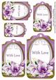 Purple Magnolia with Love Sentiment Tag Sheet