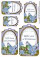 Pale Blue Poinsettia with Love Sentiment Tag Sheet