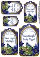 Dark Blue Poinsettia Silent Night Sentiment Tag Sheet