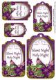 Purple Poinsettia Silent Night Sentiment Tag Sheet