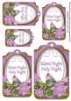 Lilac Poinsettia Silent Night Sentiment Tag Sheet