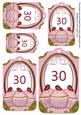 Pink Strawberry Cupcake 30 Sentiment Tag Sheet