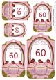 Pink Strawberry Cupcake 60 Sentiment Tag Sheet