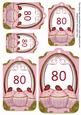 Pink Strawberry Cupcake 80 Sentiment Tag Sheet