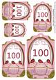 Pink Strawberry Cupcake 100 Sentiment Tag Sheet