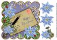 Blue Poinsettia Happy Christmas 8in Scallop Step by Step