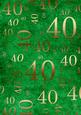 Dark Green Gold 40 Birthday A4 Backing Paper