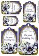 Dark Blue Magnolia Your Wedding Day Sentiment Tag Sheet