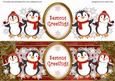 Red Penguins Seasons Greetings Large Dl Decoupage Topper