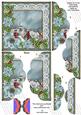 Blue Rooftops Poinsettia 5in Scalloped Side Stacker