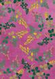 Cerise Oriental Green Ferns A4 Backing Paper