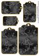 Black Metallic All Over Roses Tag Embellishment Sheet