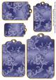 Blue Metallic All Over Roses Tag Embellishment Sheet