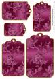 Cerise Metallic All Over Roses Tag Embellishment Sheet