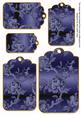 Dark Blue Metallic All Over Roses Tag Embellishment Sheet
