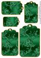 Dark Green Metallic All Over Roses Tag Embellishment Sheet