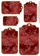 Dark Red Metallic All Over Roses Tag Embellishment Sheet