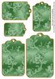 Mid Green Metallic All Over Roses Tag Embellishment Sheet