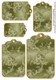 Olive Metallic All Over Roses Tag Embellishment Sheet