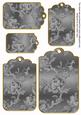 Silver Metallic All Over Roses Tag Embellishment Sheet