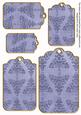 Blue Embossed Christmas Trees Tag Embellishment Sheet