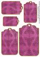 Cerise Embossed Christmas Trees Tag Embellishment Sheet