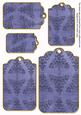 Dark Blue Embossed Christmas Trees Tag Embellishment Sheet