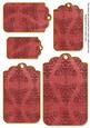 Dark Red Embossed Christmas Trees Tag Embellishment Sheet