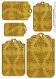 Gold Embossed Christmas Trees Tag Embellishment Sheet