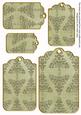 Olive Embossed Christmas Trees Tag Embellishment Sheet