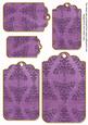 Purple Embossed Christmas Trees Tag Embellishment Sheet