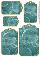 Dusky Teal Oriental Lily Pad Tag Embellishment Sheet