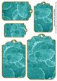Teal Oriental Lily Pad Tag Embellishment Sheet