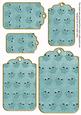 Dusky Teal Toned Owl Tag Embellishment Sheet