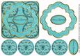 Teal Holly Seasons Greetings 3D Rosette Decoupage Topper