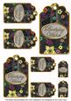 Black Painted Coloured Cherry Blossom Birthday Tag Sheet