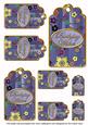 Blue Painted Coloured Cherry Blossom Birthday Tag Sheet