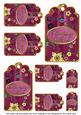 Cerise Painted Coloured Cherry Blossom Birthday Tag Sheet