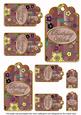 Dpink Painted Coloured Cherry Blossom Birthday Tag Sheet