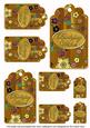 Gold Painted Coloured Cherry Blossom Birthday Tag Sheet