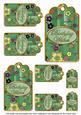 Mid Green Painted Colour Cherry Blossom Birthday Tag Sheet