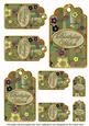 Olive Painted Colour Cherry Blossom Birthday Tag Sheet